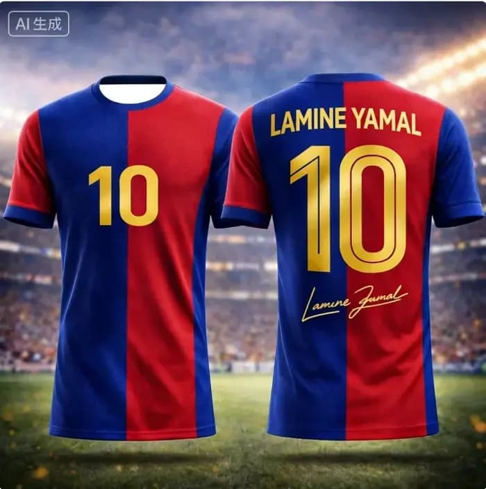 Nouveau Maillot de Foot Imprimé en 3D Lamine Yamal 2026 – T-shirt Sportif Respirant et Séchage Rapid