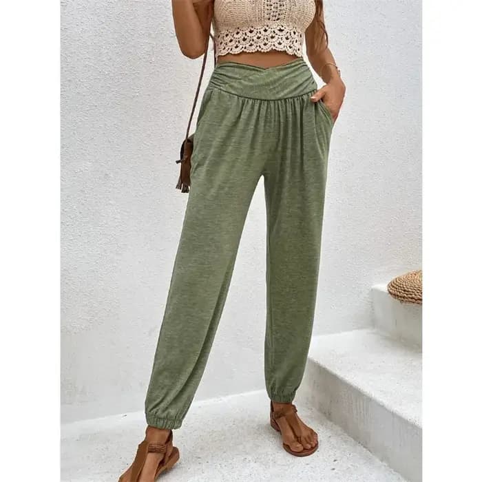 Nouveau Vêtements européens américains pantalons de maison avec tempérament décontracté poches amples taille haute Leggings pantalon pour les femmes