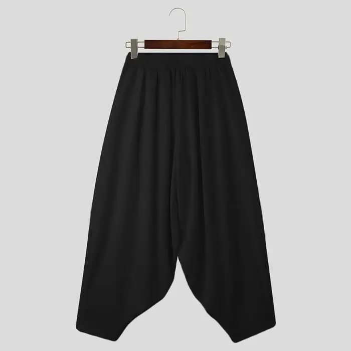 2024 hommes pantalons à jambes larges couleur unie taille élastique pantalon décontracté ample