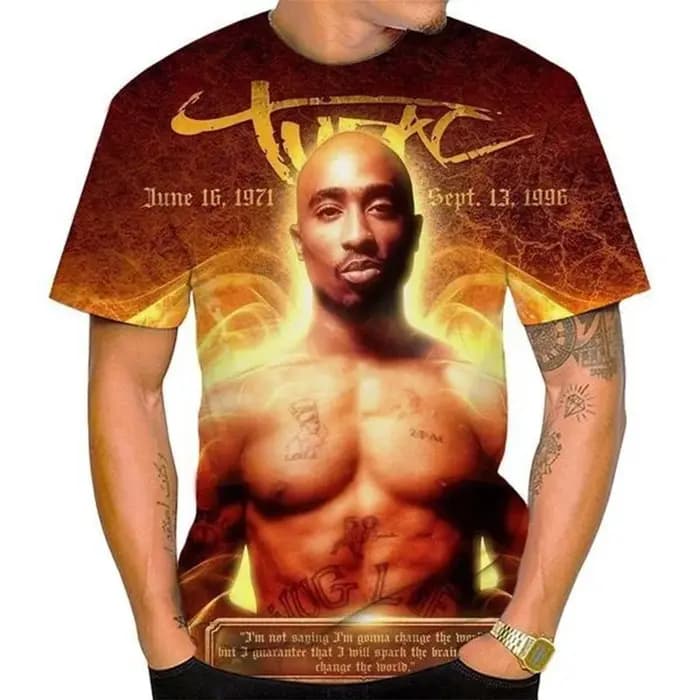 Nouvelles femmes hommes mode impression 3D Tupac Shakur 2Pac T-shirt personnalité décontractée Hip-hop Streetwear Cool