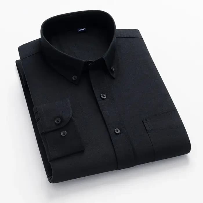 Col montant ou col rabattu tout coton chemise à manches longues pour hommes chemise ample rétro poch