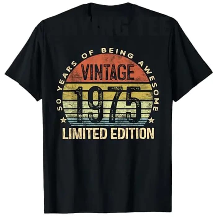 T-shirt vintage pour hommes et femmes, édition limitée, cadeaux de 50 ans, 50e anniversaire, mode ma