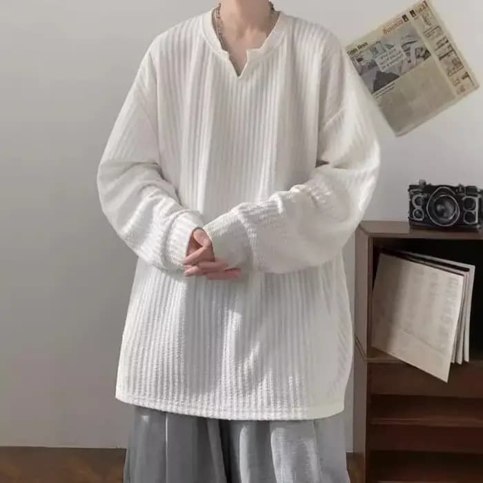 Automne nouveau coréen Streetwear T-shirt pour hommes marque de mode Hip Hop Baggy hauts décontracté couleur unie mâle