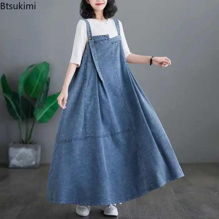 Robe longue à bretelles pour femme grande taille