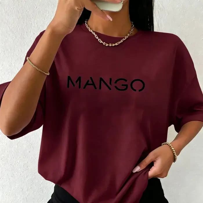 T-shirt minimaliste pour femme avec imprimé lettre MANGO