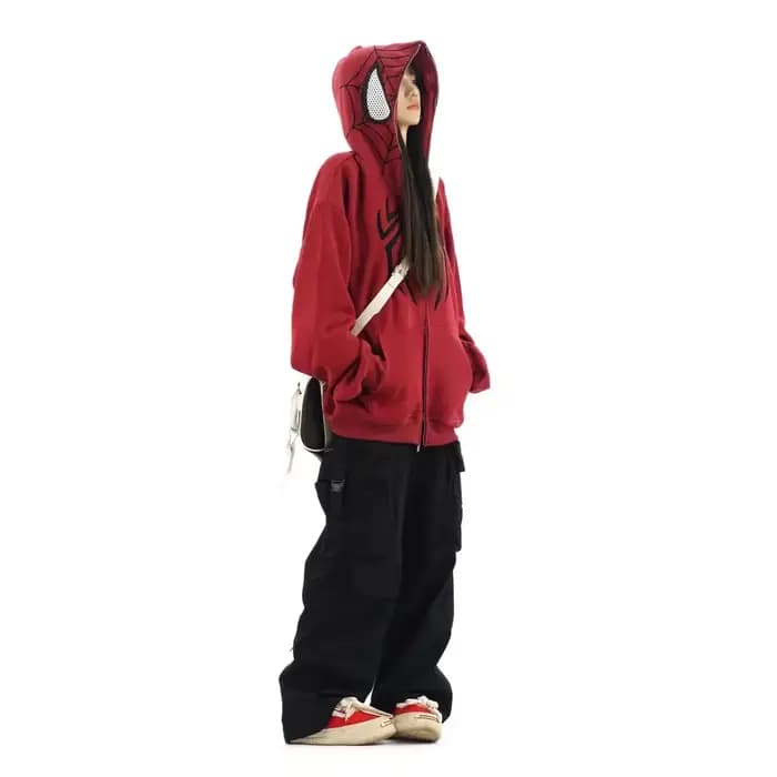 Sweat-shirt à capuche surdimensionné Y2k Spider pour homme et femme