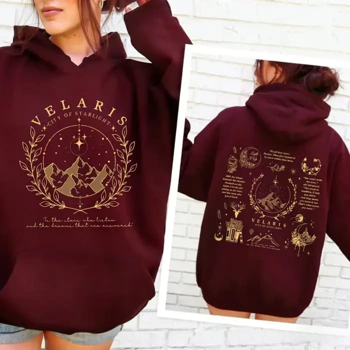 Velaris sweat à capuche cour de nuit inspiré ville de Starlight Fantasy Merch SJM-inspiration unisexe femmes hiver