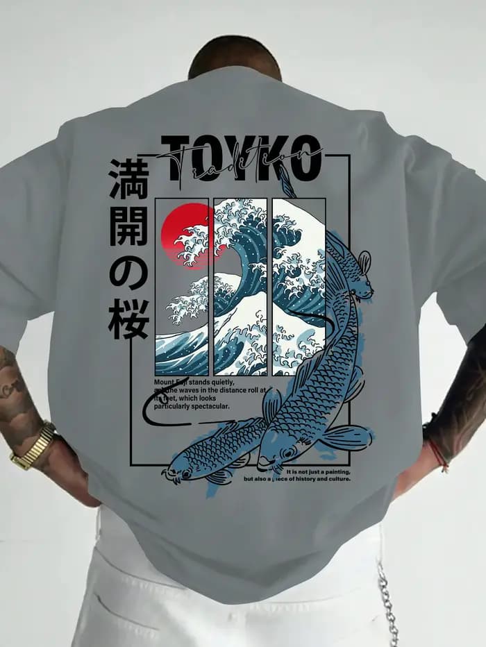 T-shirt pour homme, style japonais