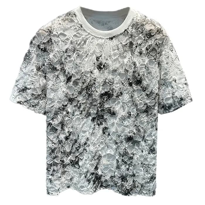T-shirts pour hommes décontracté cravate-teinture déchiré