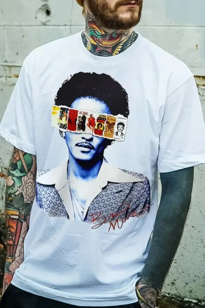 T-shirt graphique Bruno Mars 2026 pour hommes et femmes