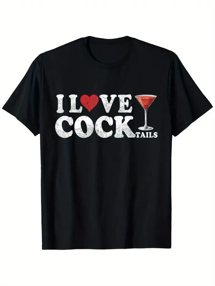 T-shirt à manches courtes pour femmes, motif humoristique « I Love Cocktails », design humoristique