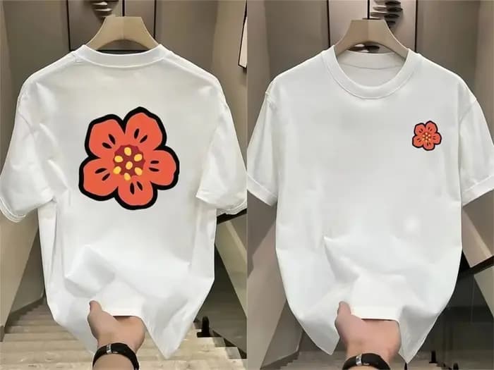 T-shirt Unisexe en Coton à Manches Courtes Motif Fleur Cartoon 2026 – Marque de Luxe Streetwear – Hauts
