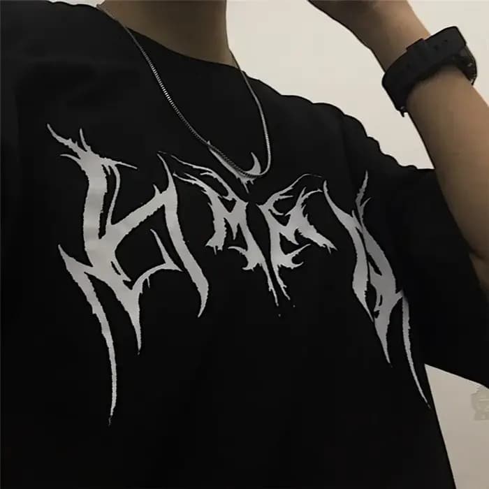 Femmes T-shirt Hip-Hop Lâche Gothique Punk Lettre Imprimé