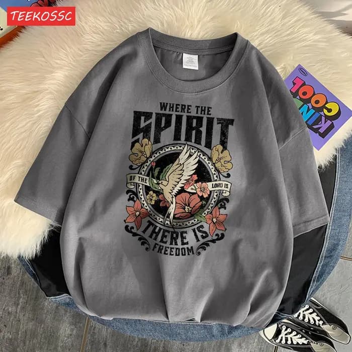 Où l'esprit il y a la liberté imprimé t-shirt pour hommes dessin animé Art t-shirts populaire coton