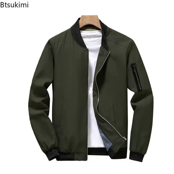 Blouson Bomber Homme 2026 – Nouvelle Collection Printemps-Automne – Col Montant Tendance – Veste Baseball Décontractée