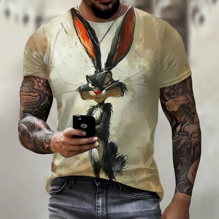 T-shirt amusant à imprimé animal 3D pour hommes