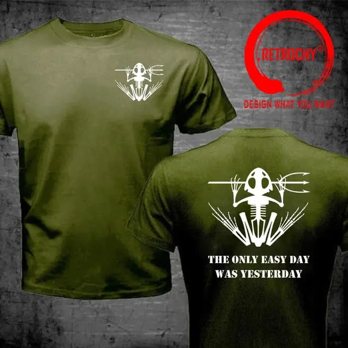T-shirt en coton à col rond pour hommes, avec emblème Naval SEALs Motto Bonefrog Sign UDT, T-shirt d