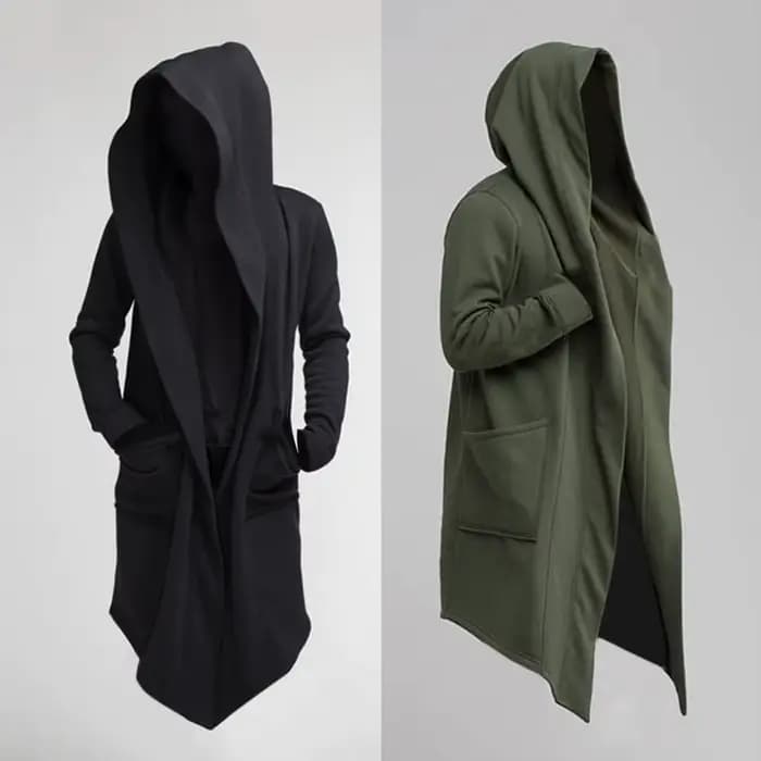 Hommes manteau gothique sweats à capuche robe noire Hip Hop