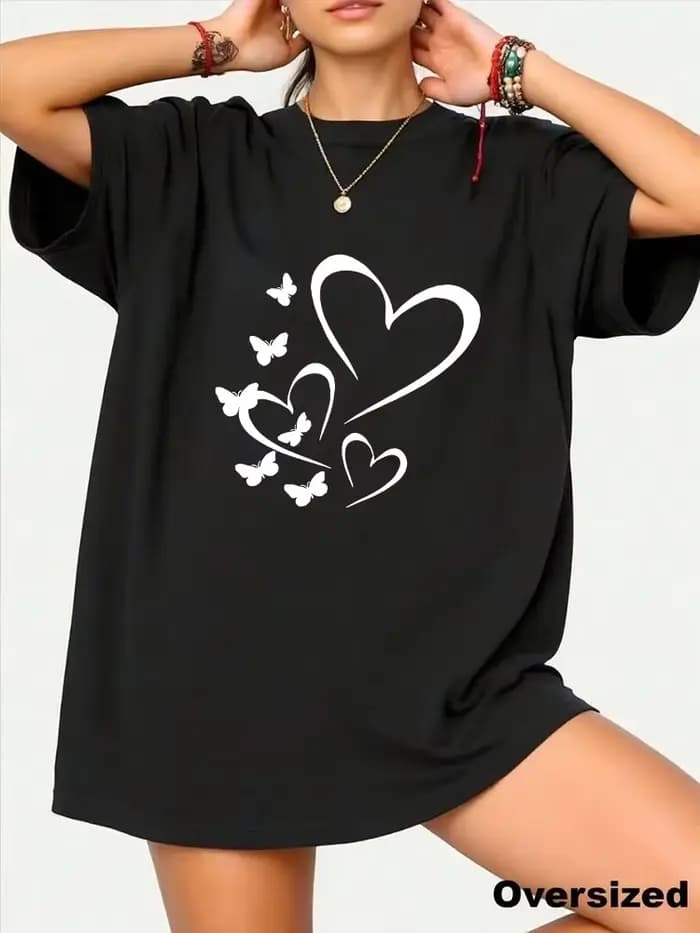 T-shirt Femme 2026 en Coton Imprimé Décontracté Col Rond Manches Courtes pour Sports de Plein Air et Jogging – Nouveauté Été – Vente Flash – Coupe Ample Streetwear