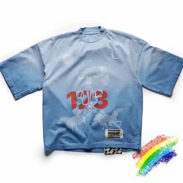 T-shirt RRRree teint bleu pour hommes et femmes