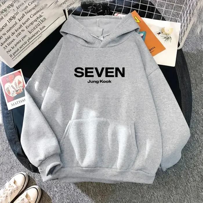 Sweat à capuche avec lettres imprimées JungKook Seven pour femmes/hommes