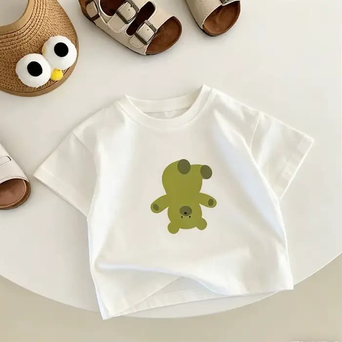 T-shirt imprimé dessin animé à manches courtes en pur coton