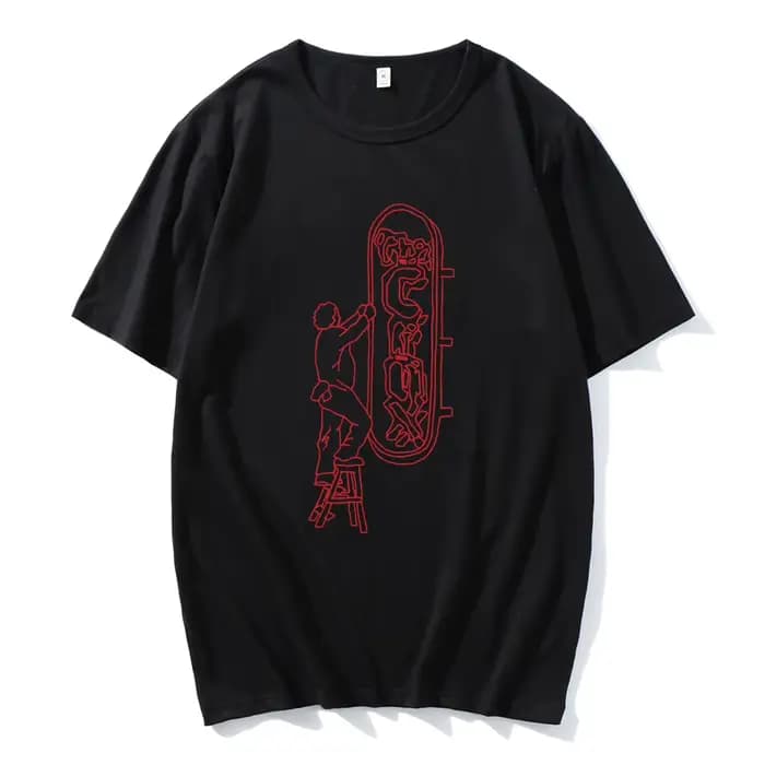 Le Crux Sign Ringer T-Shirt Djo chanteur impression t-shirts pour hommes à manches courtes été col rond