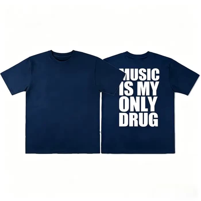 T-shirt à imprimé graphique humoristique 'La musique est ma seule drogue' - Collection Été 2026 - Vê