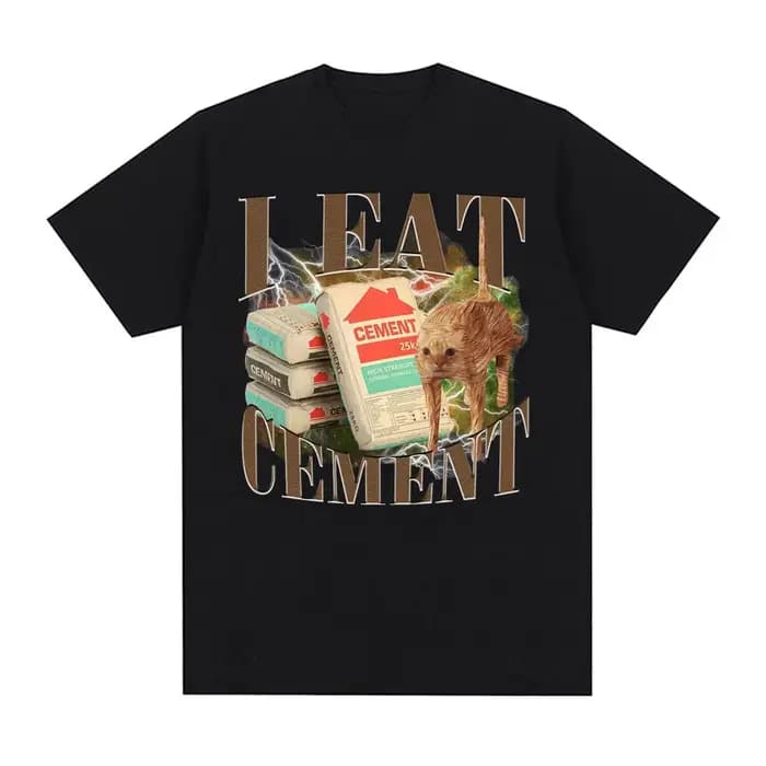 Je mange du ciment chat malte drôle Meme t-shirt pour hommes femmes mode décontracté à manches courtes t-shirts mâle surdimensionné coton t-shirts hauts