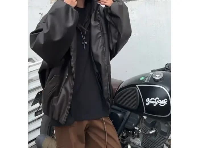 Veste en cuir à capuche Vintage pour hommes et femmes