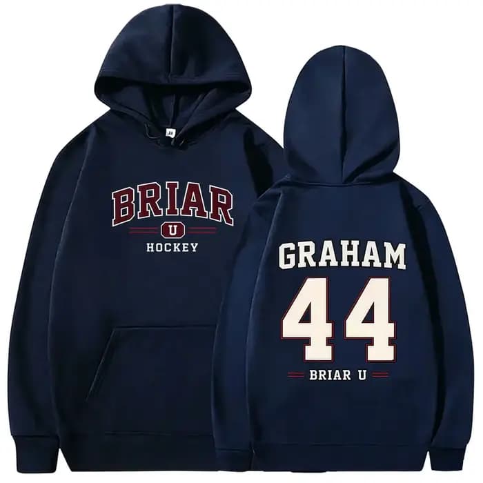 Sweat à capuche graphique Off Campus Briar University Hockey Graham 44 pour hommes et femmes, style vintage, coupe oversize, pull tendance pour homme