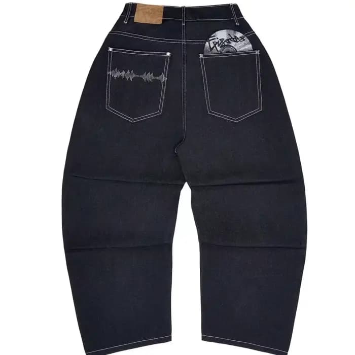 Jeans gothiques noirs tendance hip-hop