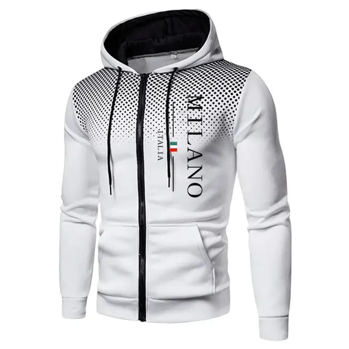 Survêtement décontracté pour homme 2026 – Sweat à capuche zippé à pois – Vêtements de sport automne-hiver pour le