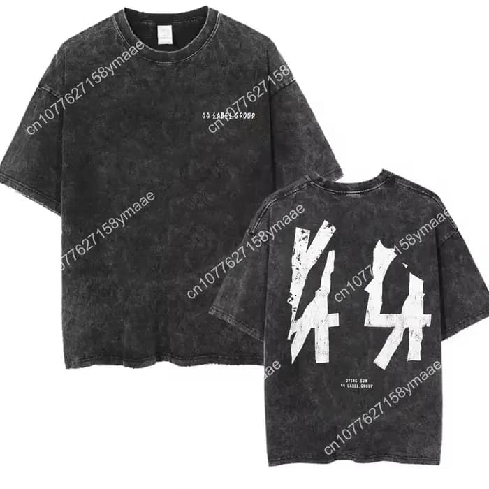 44 LABEL GROUP Coton Tendance Vintage T-shirt Lavé T-shirt Hommes Femmes Hip Hop Lettre Impression Q