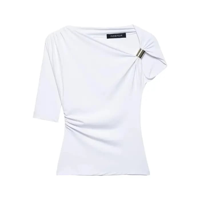 T-shirt en nylon asymétrique coupe ajustée