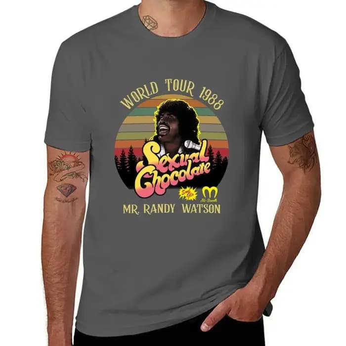 T-shirt vintage rétro Sexual Chocolate World Tour 1988 en coton pour homme et femme style streetwear décontracté respirant et durable