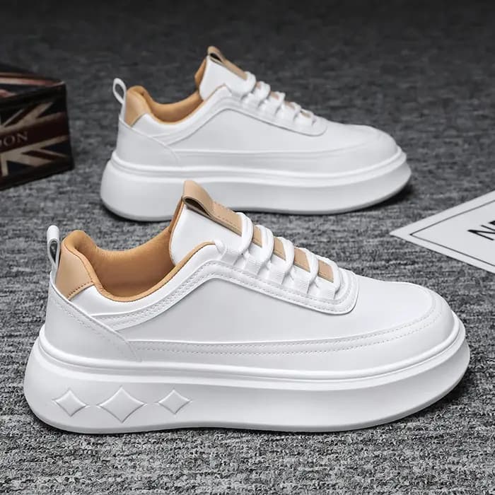 Mode blanc hommes espadrilles décontractées plate-forme extérieure chaussures de course respirant