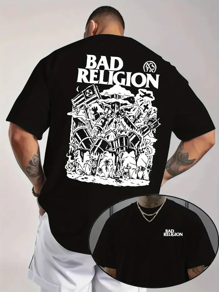 T-shirt à motif punk rock pour hommes - BAD RELIGION