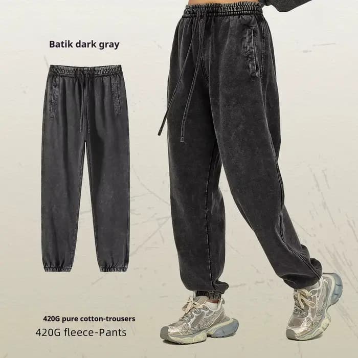 Pantalons de survêtement Joggers femmes hommes Vintage lavage en détresse léger ourlet rond délavé blanc