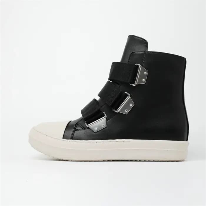 Baskets plateforme en cuir noir pour hommes et femmes