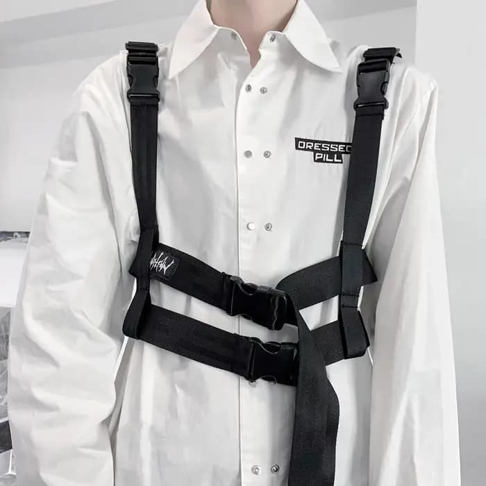 Techwear tactique Hip Hop Punk bretelles hommes femmes multifonction boucle réglable ceinture de taille décorative
