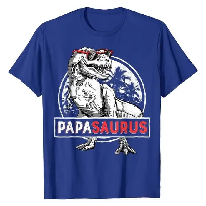Nouveau T-shirt PAPASAURUS 2026 – T-Rex Papa Saurus Dinosaure pour Homme – Coton Classique – Hauts pour Garçon – Streetwear Tendance et Original