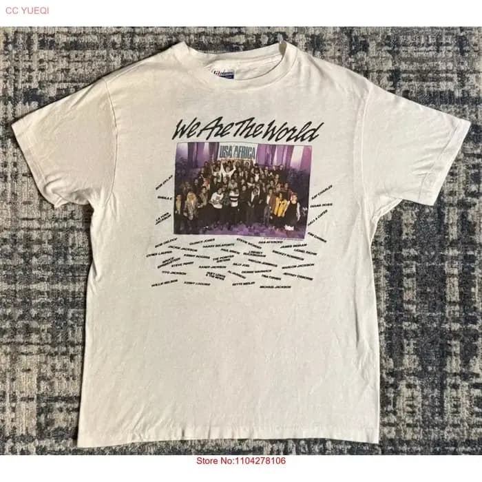 T-shirt vintage 1985 We Are The World USA For Africa L Michael Jackson Bob Dylan