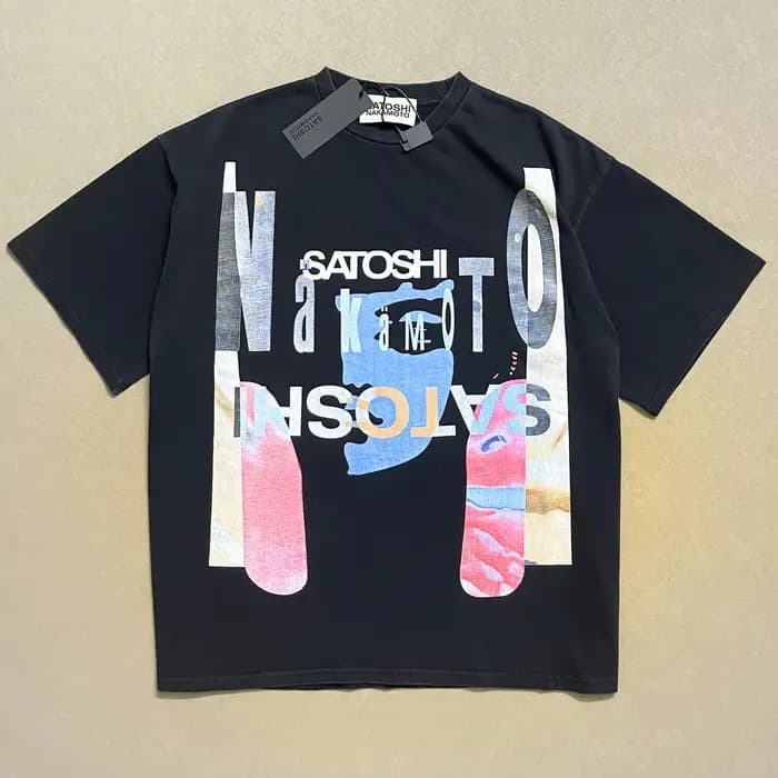T-shirt noir vintage Satoshi Nakamoto pour hommes et femmes