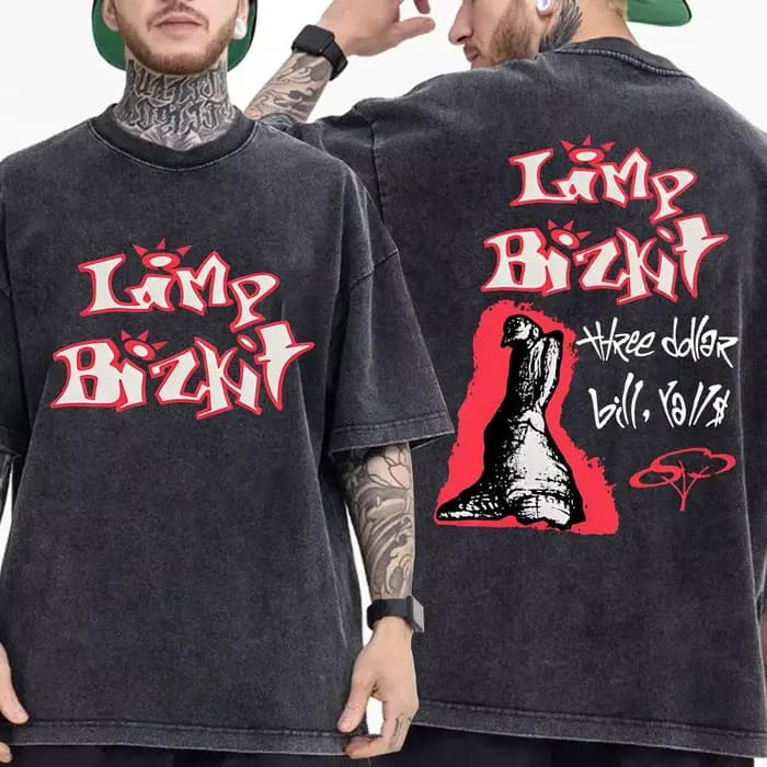 T-shirt oversize vintage Limp Bizkit pour femmes et hommes avec des éléments gothiques et hip-hop