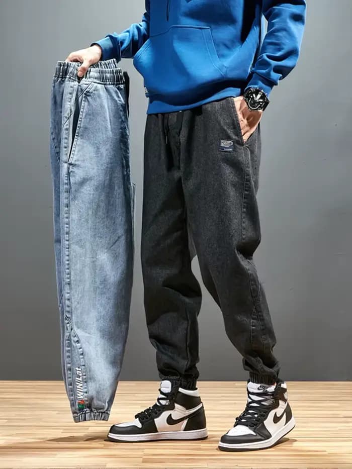 Jean de jogging grande taille pour hommes 6XL 7XL 8XL Streetwear noir bleu pantalon Cargo en Denim décontracté coton