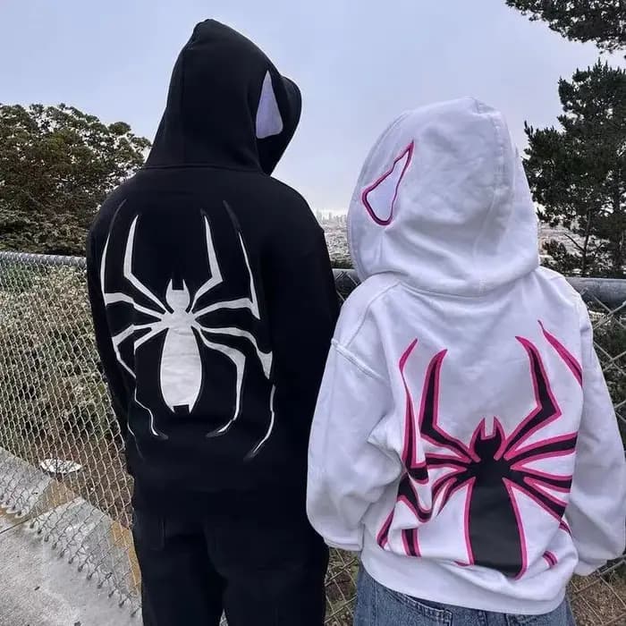 Sweat à capuche Spider avec fermeture éclair complète pour hommes et femmes