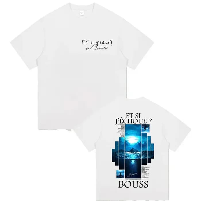 Rappeur BOUSS ET SI J'ECHOUE? Tour 2025 t-shirt graphique hommes rétro Hip Hop manches courtes T-shirts pur coton