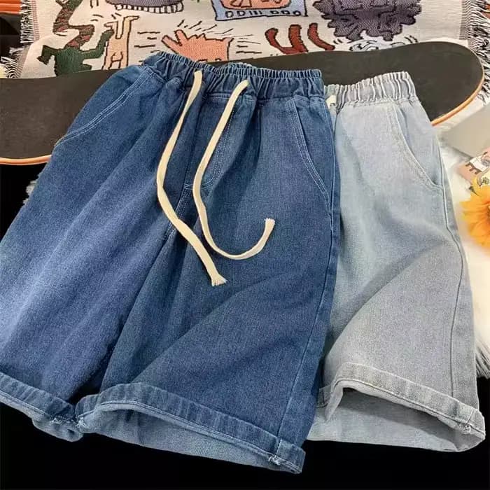 Jean noir Vintage Y2k pour hommes, pantalon large décontracté taille basse, short en jean porté, vêtements grande taille, short en jean de couleur unie, 2025