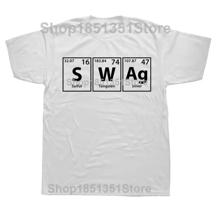T-shirt graphique Swag (S-W-Ag) pour hommes, coton, manches courtes, style streetwear, orthographe p